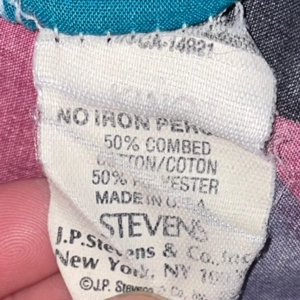 JP Stevens Pillow Cases Standard Teal Pink Geometric 80s Vintage Percale Set